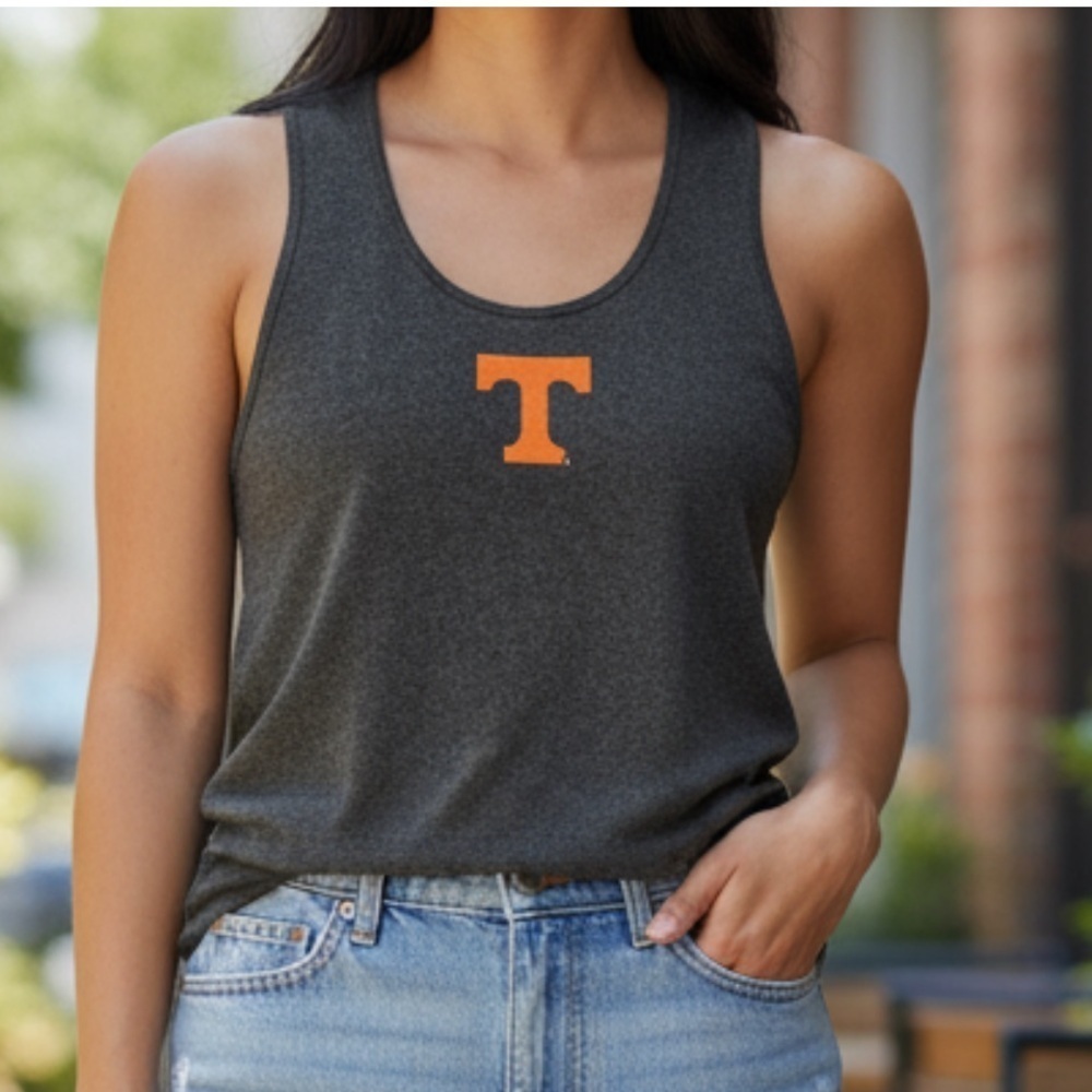 Miss Fanatic Women's Juniors One Size Racerback Tank Top Charcoal Tennessee
